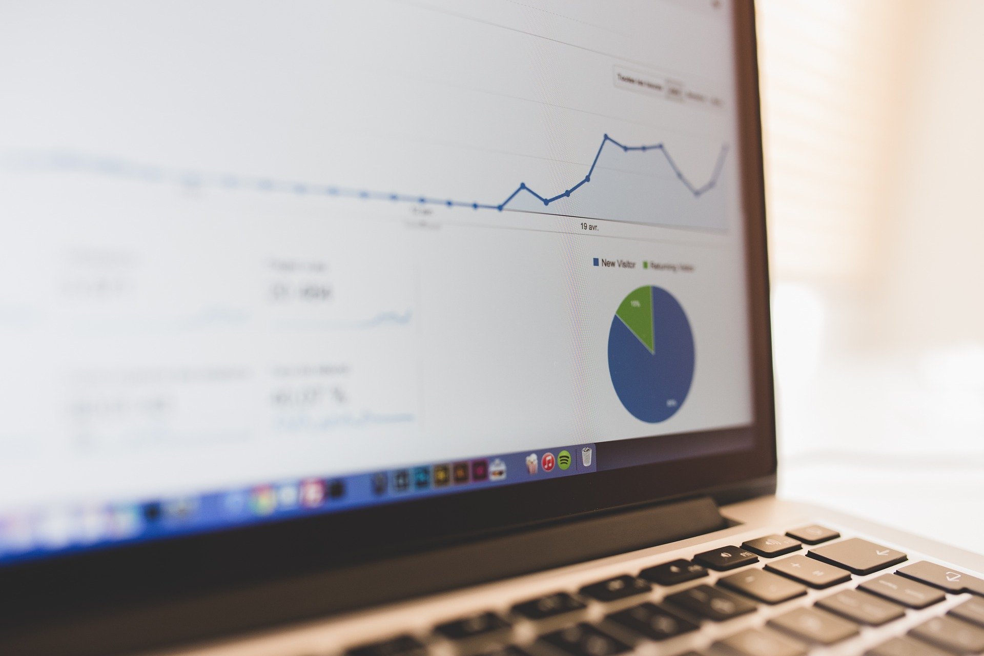 computer with marketing chart